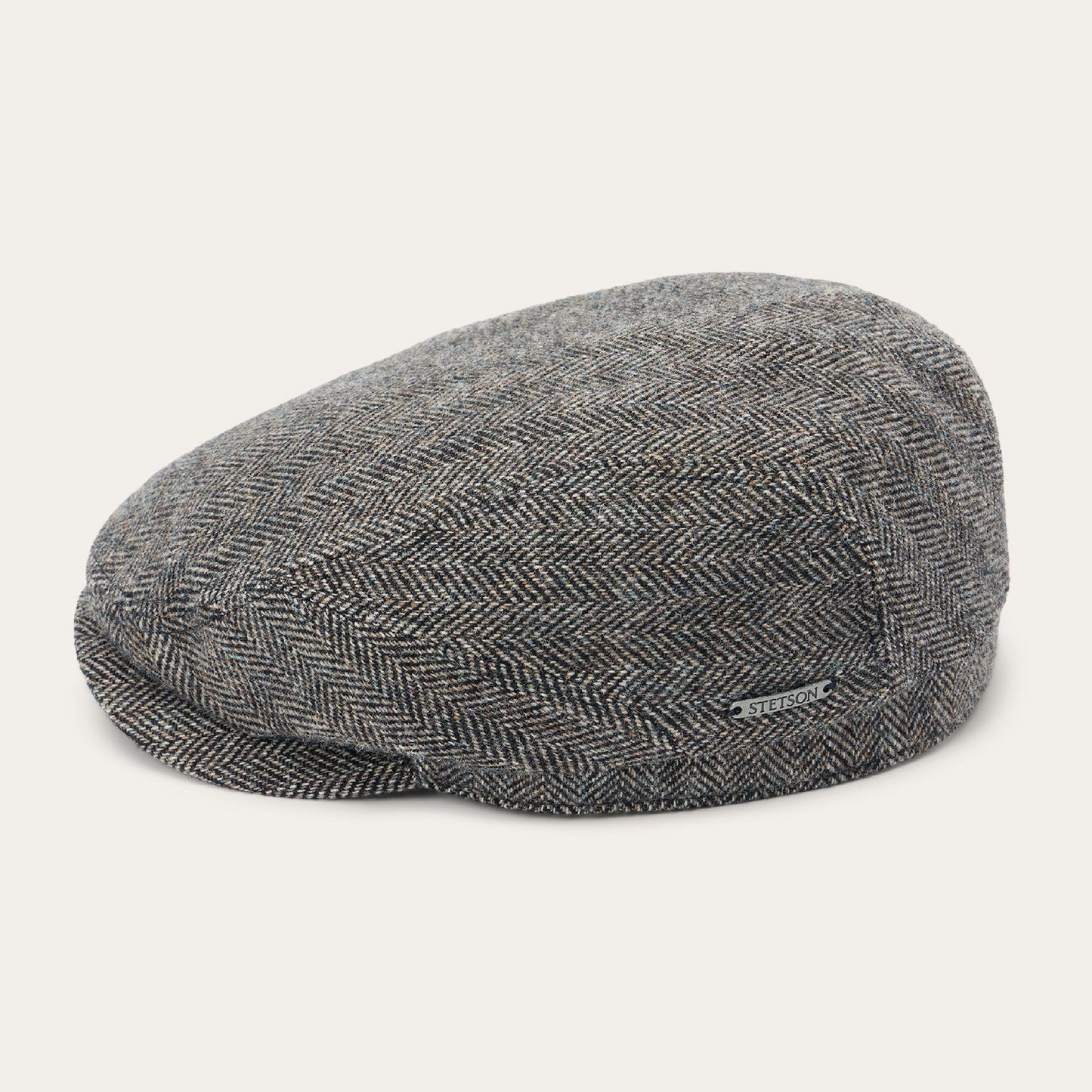 Wool Herringbone Driver Cap Anthra Melange Herringbone