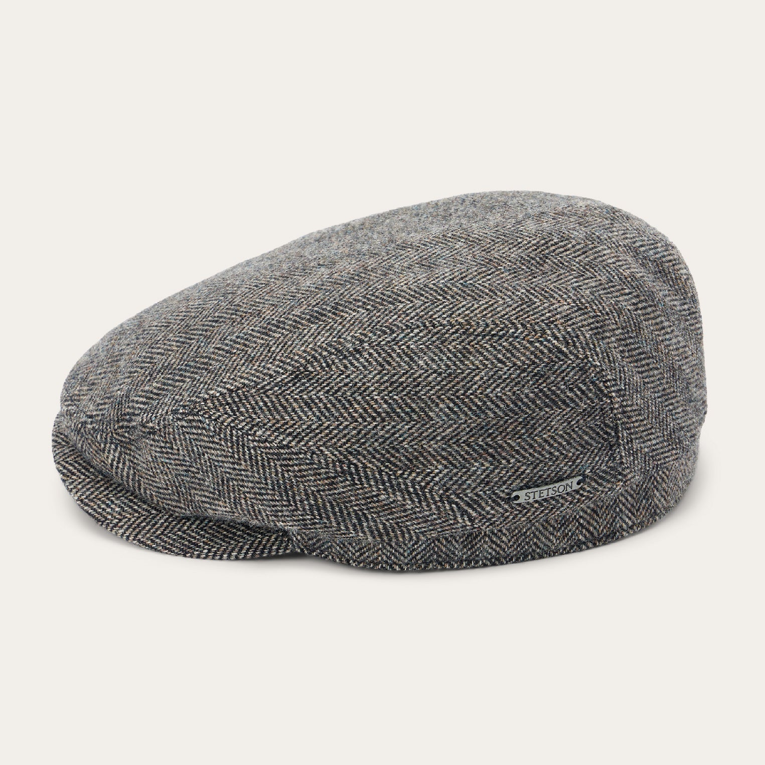 Wool Herringbone Driver Cap Anthra Melange Herringbone