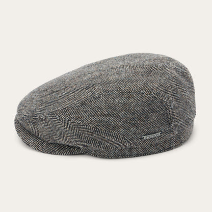 Wool Herringbone Driver Cap Anthra Melange Herringbone