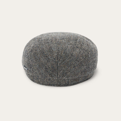 Wool Herringbone Driver Cap Anthra Melange Herringbone
