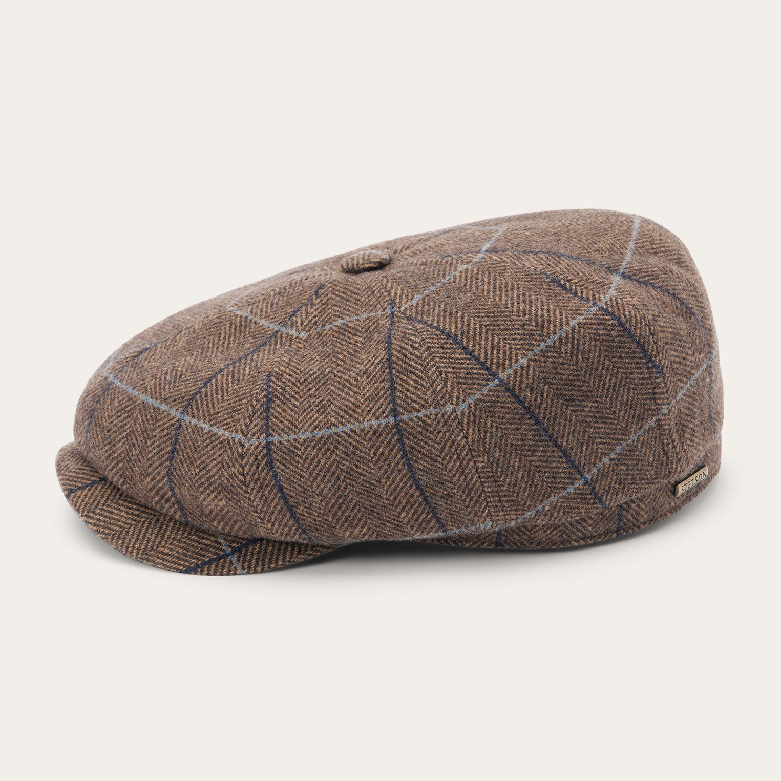 Wool Herringbone Hatteras Cap Camel Herringbone