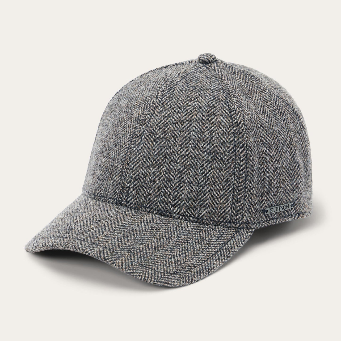Wool Herringbone Baseball Cap Anthra Melange Herringbone