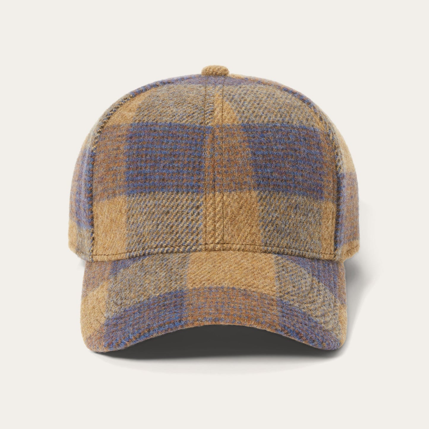 Wool Check Baseball Cap Cognac/Sand/Blue
