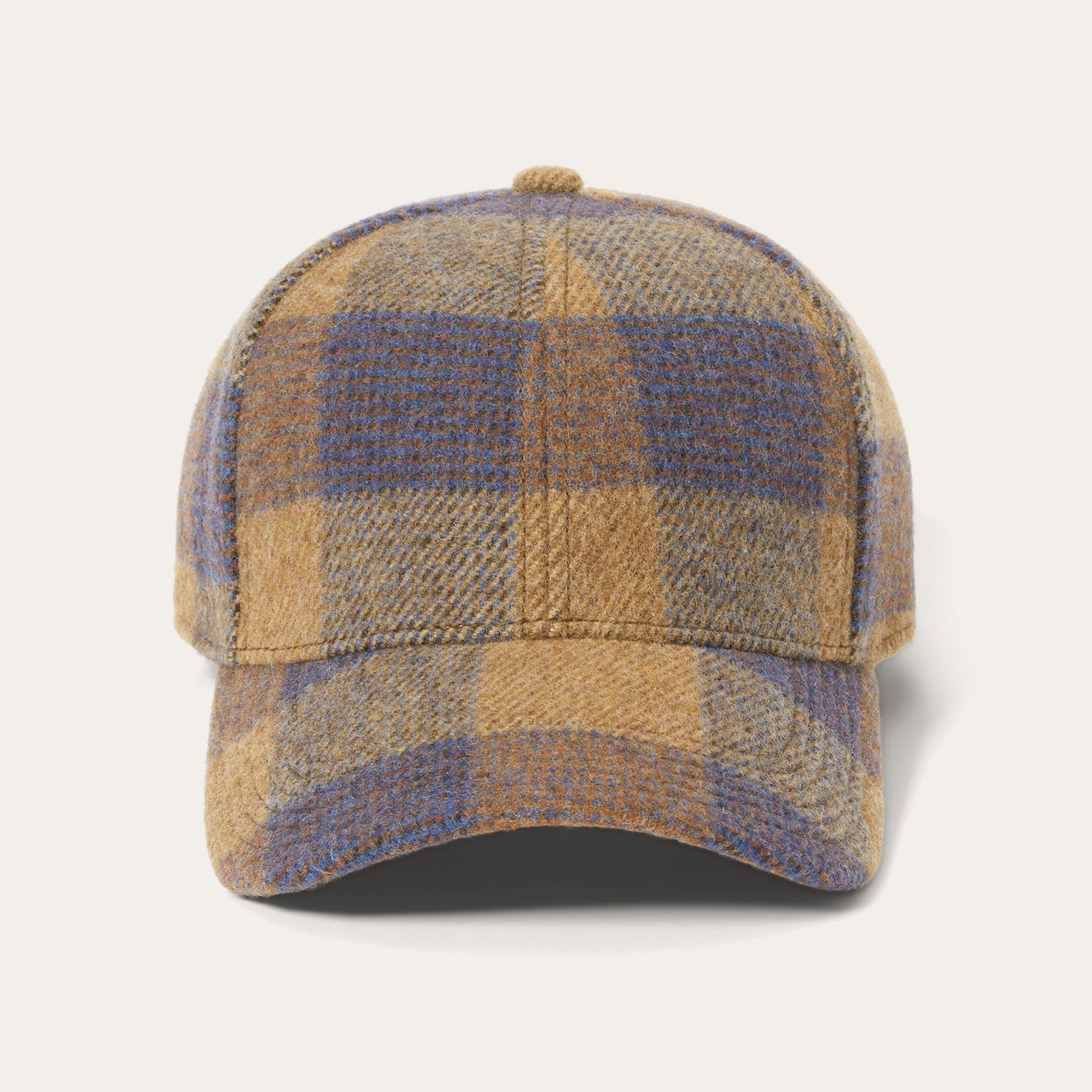 Wool Check Baseball Cap Cognac/Sand/Blue