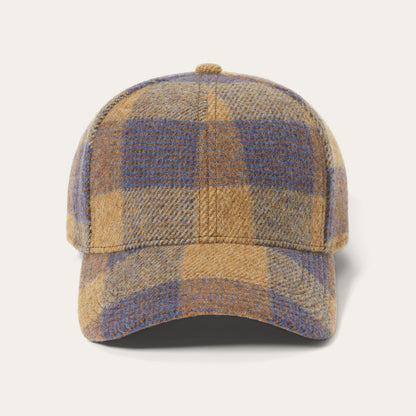 Wool Check Baseball Cap Cognac/Sand/Blue