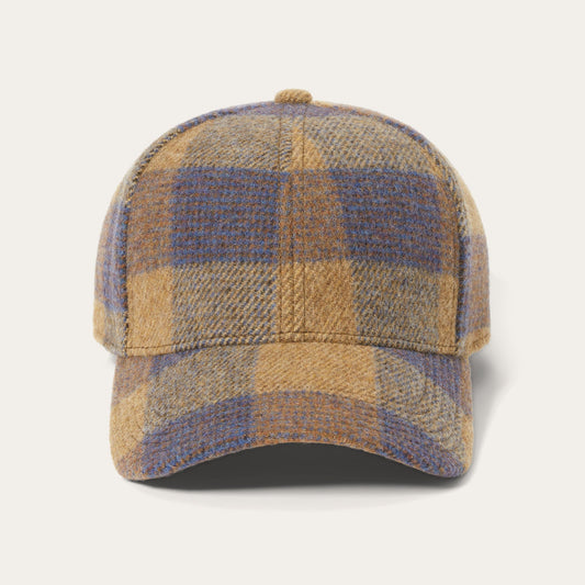 Wool Check Baseball Cap Cognac/Sand/Blue