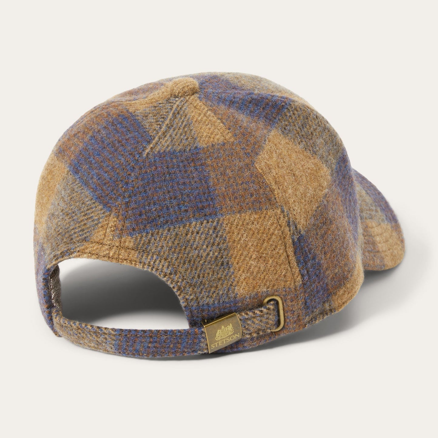 Wool Check Baseball Cap Cognac/Sand/Blue