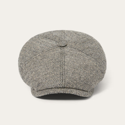 Silk Six-Panel Cap Black/Brown Herringbone