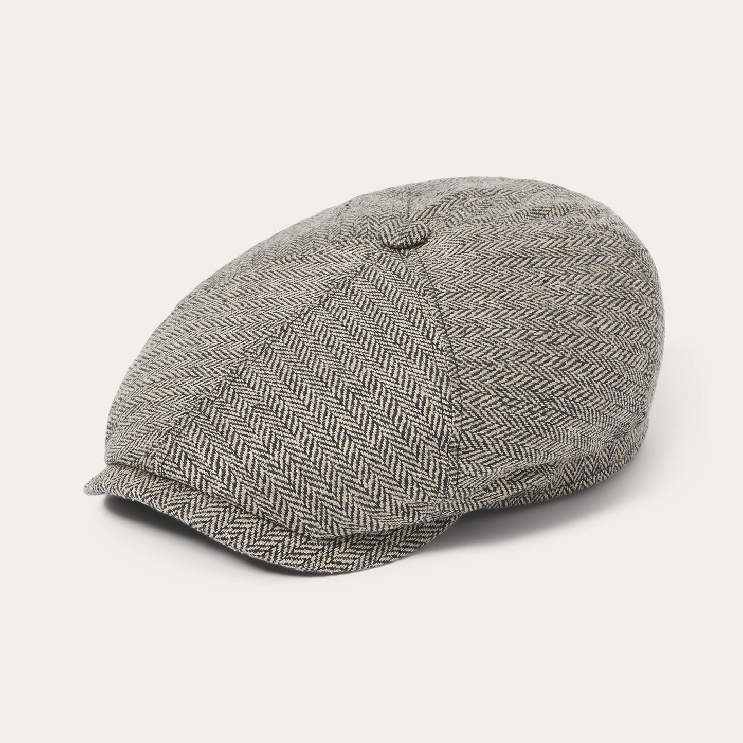 Silk Six-Panel Cap Black/Brown Herringbone