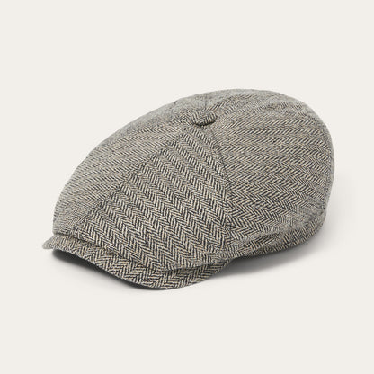 Silk Six-Panel Cap Black/Brown Herringbone