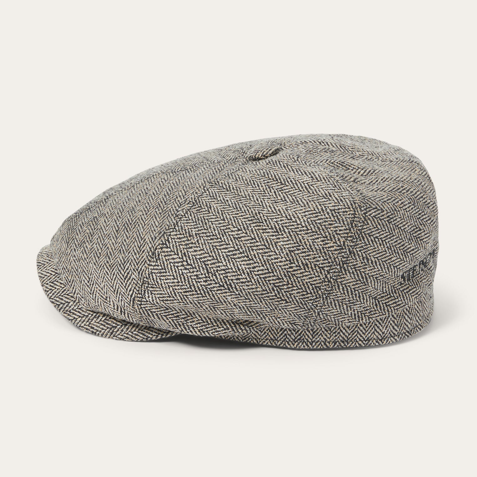 Silk Six-Panel Cap Black/Brown Herringbone