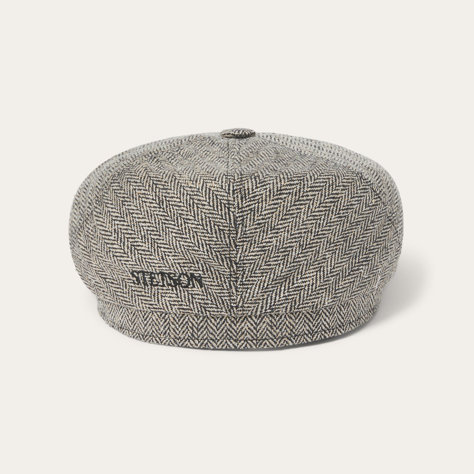Silk Six-Panel Cap Black/Brown Herringbone