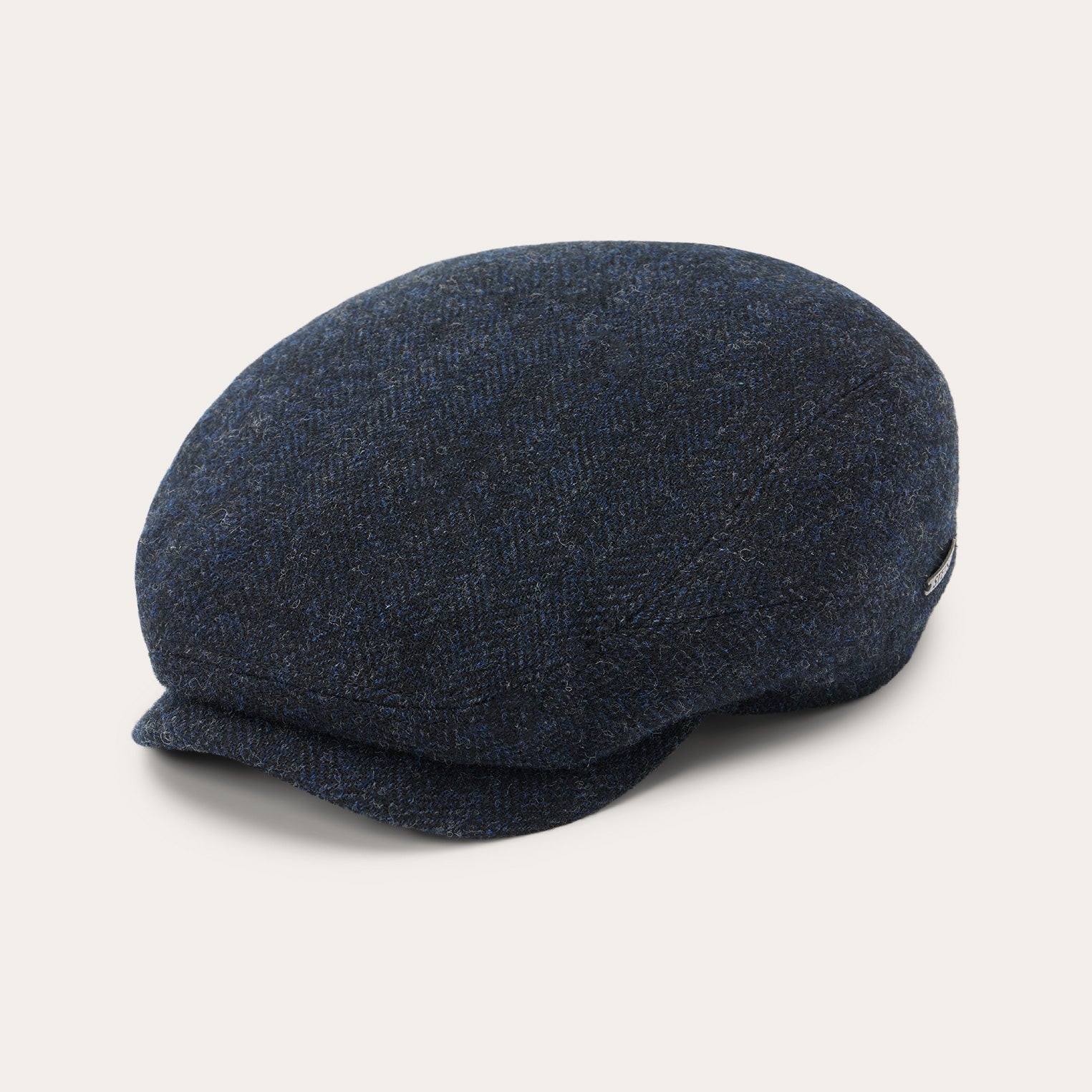 Wool Herringbone Driver Cap Dark Navy Herringbone
