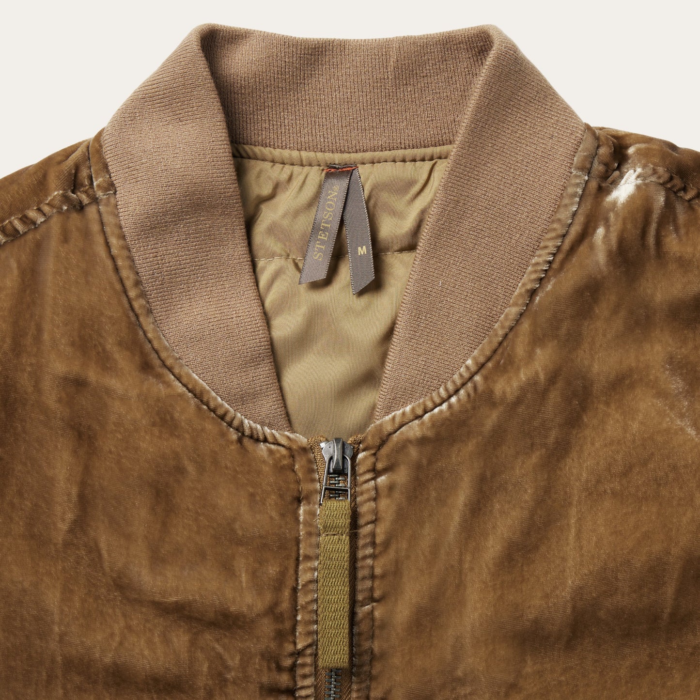 Embroidered Velvet Bomber Jacket Copper
