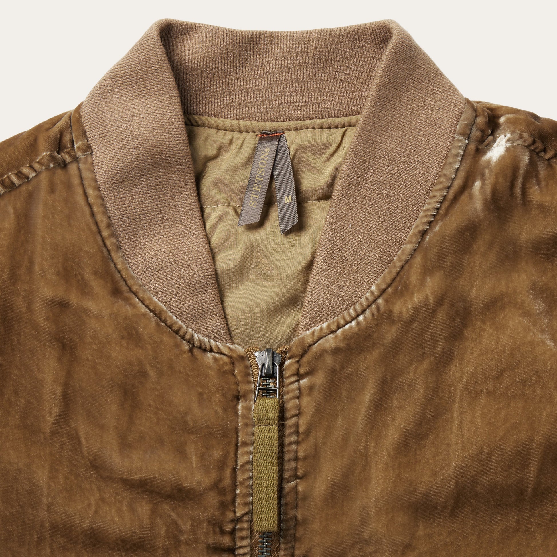 Embroidered Velvet Bomber Jacket Copper