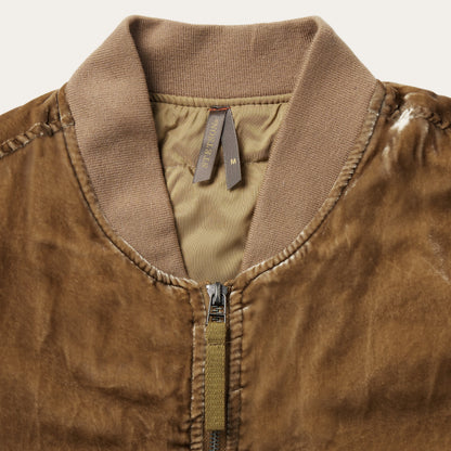 Embroidered Velvet Bomber Jacket Copper