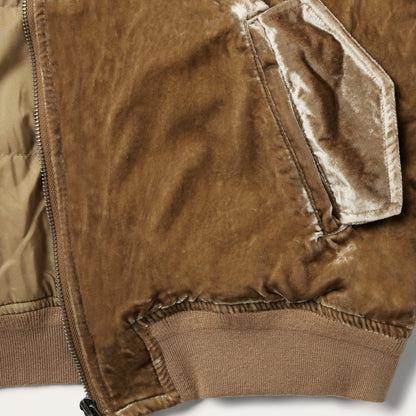 Embroidered Velvet Bomber Jacket Copper