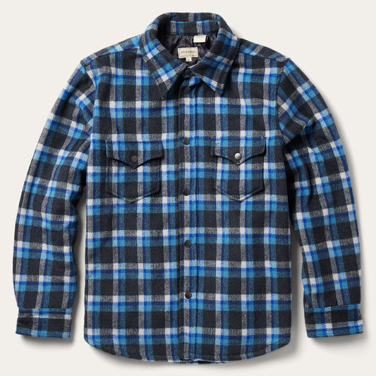Blue Plaid Quilted Shirt Jacket Blue