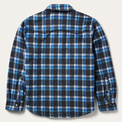 Blue Plaid Quilted Shirt Jacket Blue
