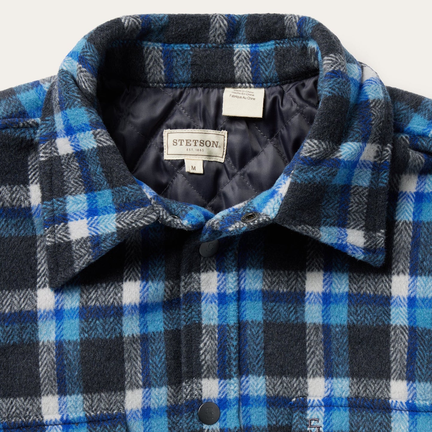 Blue Plaid Quilted Shirt Jacket Blue