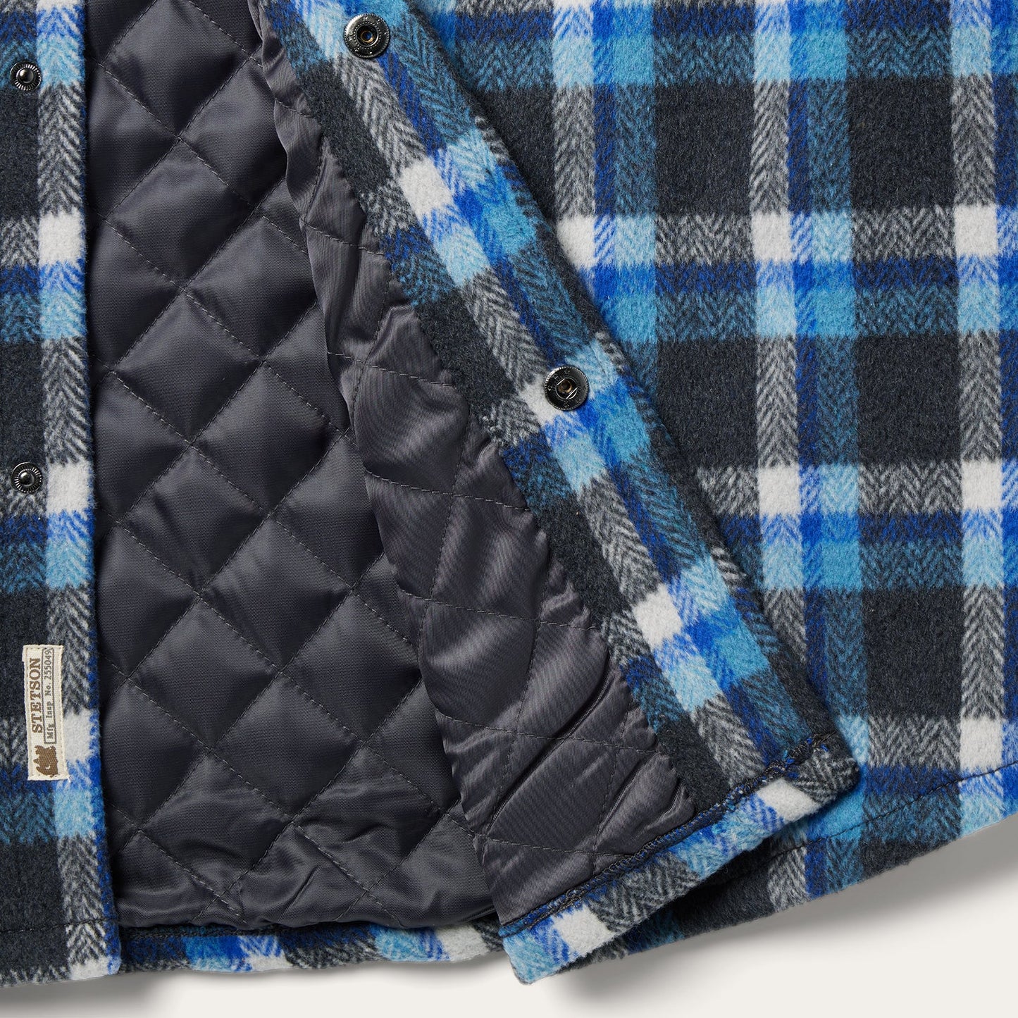 Blue Plaid Quilted Shirt Jacket Blue