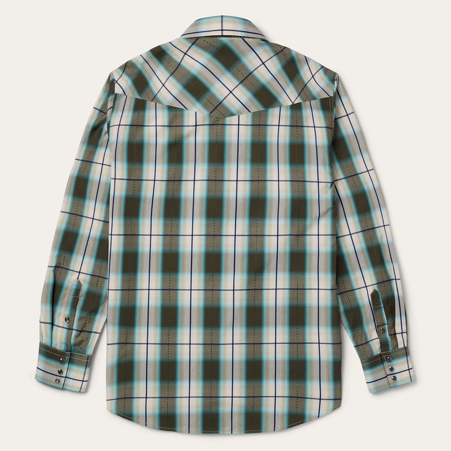 Olive Ombre Plaid Western Shirt Green