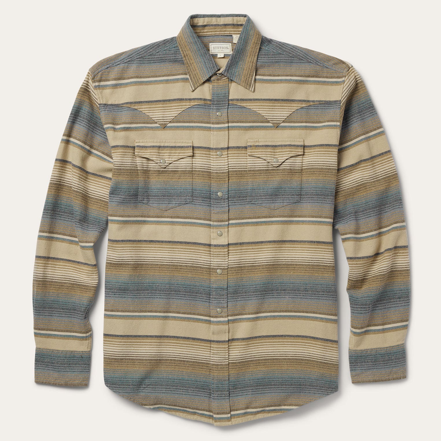 Blue Stripe Flannel Western Shirt Blue