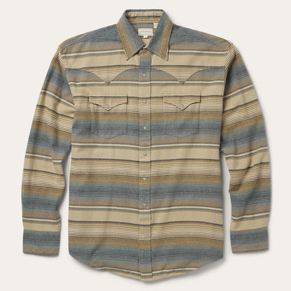 Blue Stripe Flannel Western Shirt Blue