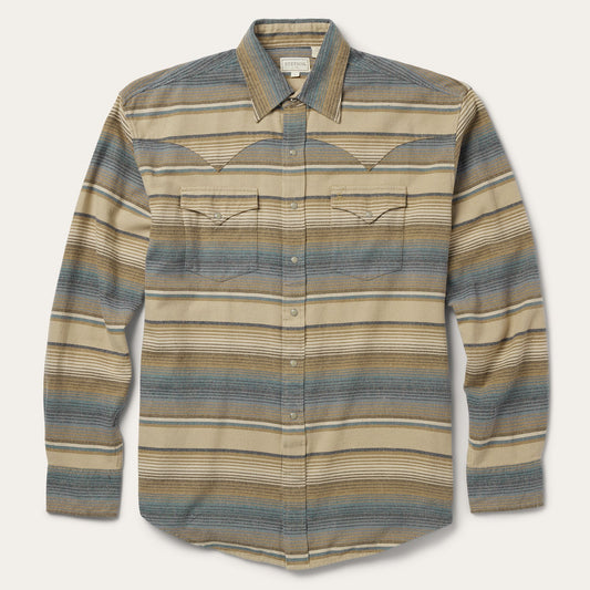Blue Stripe Flannel Western Shirt Blue