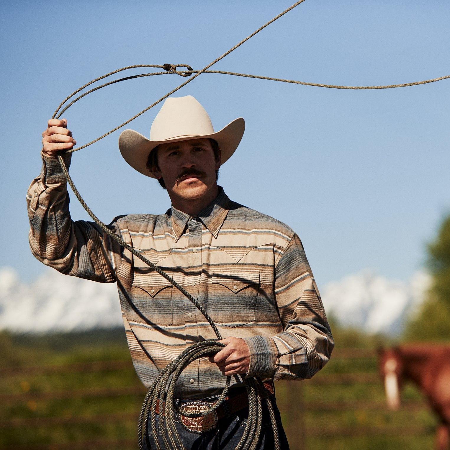 Blue Stripe Flannel Western Shirt Blue