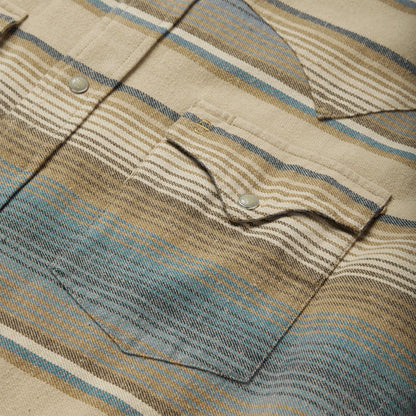 Blue Stripe Flannel Western Shirt Blue