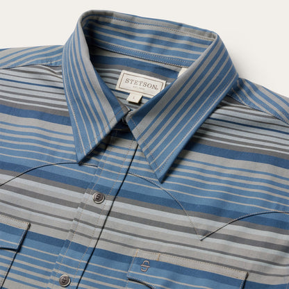 Serape Stripe Western Shirt Blue