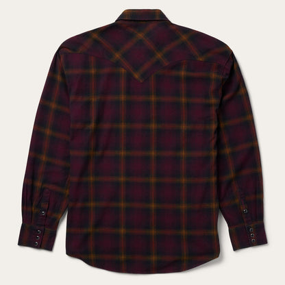 Black Wine Plaid Flannel Western Shirt Wine