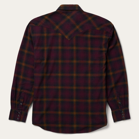 Black Wine Plaid Flannel Western Shirt Wine