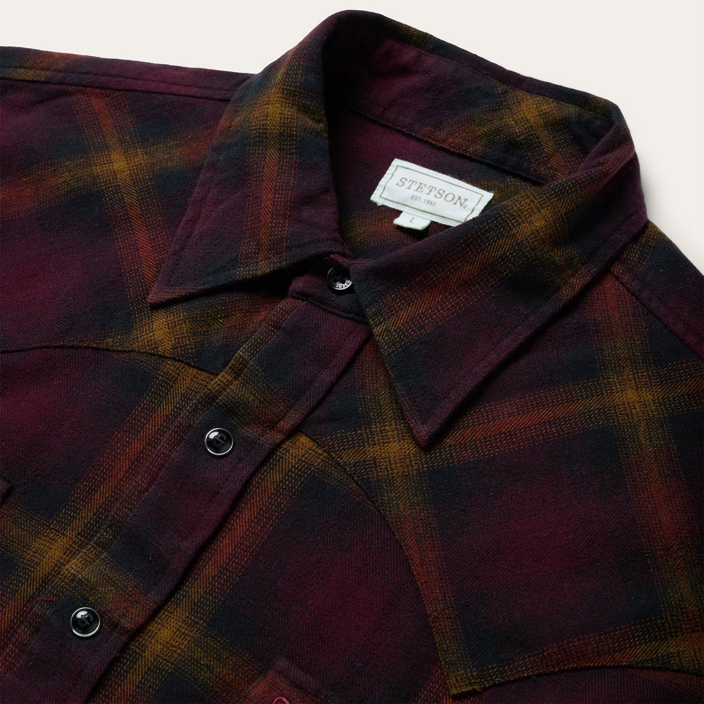 Black Wine Plaid Flannel Western Shirt Wine