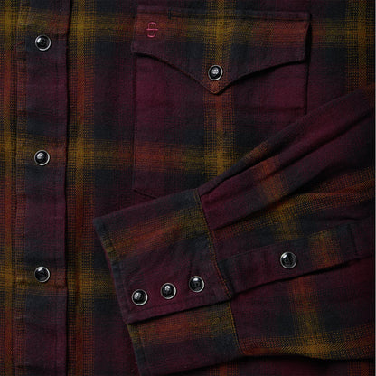 Black Wine Plaid Flannel Western Shirt Wine