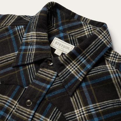 Brown Plaid Flannel Western Shirt Brown
