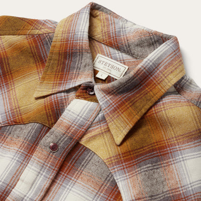 Rust Plaid Flannel Western Shirt Brown