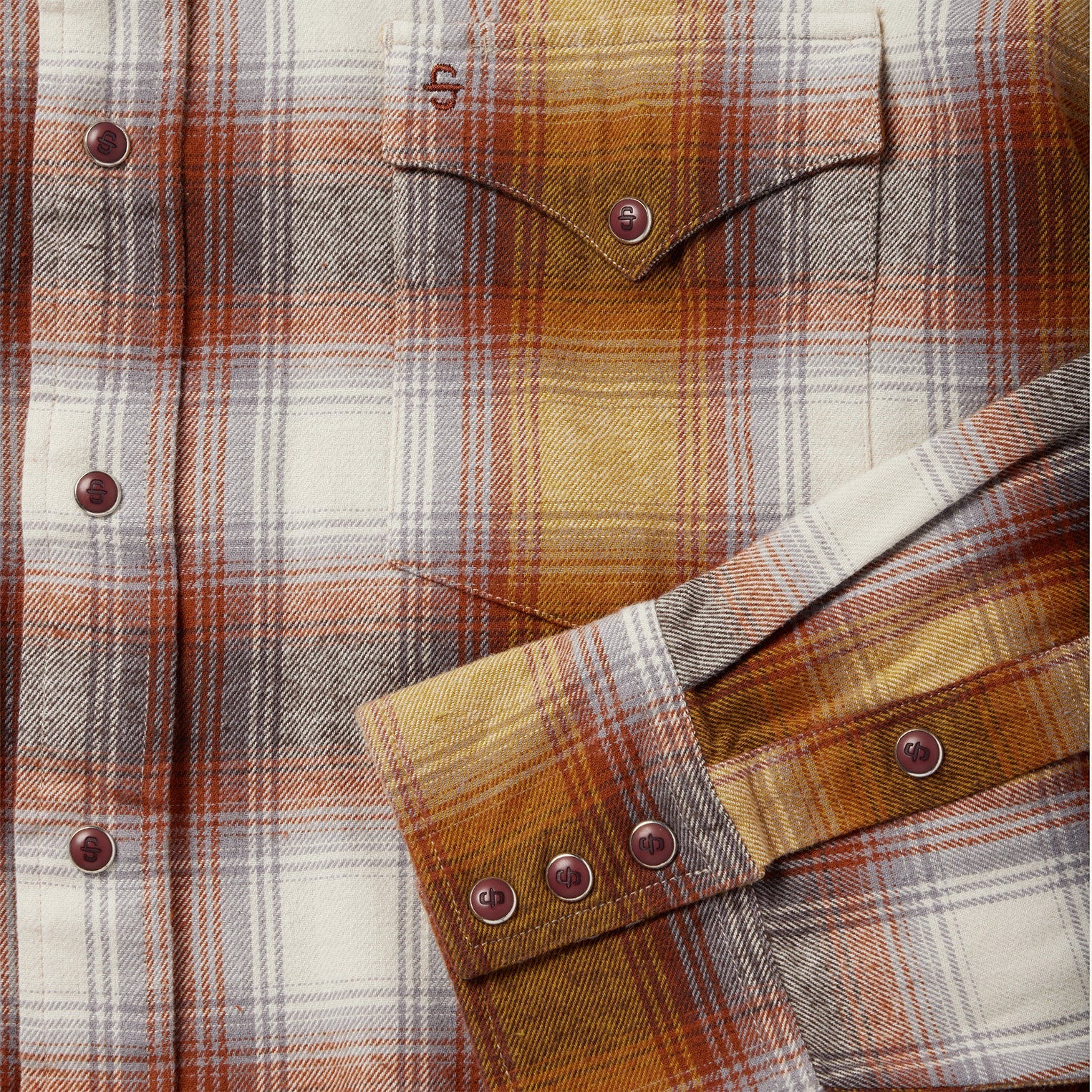 Rust Plaid Flannel Western Shirt Brown