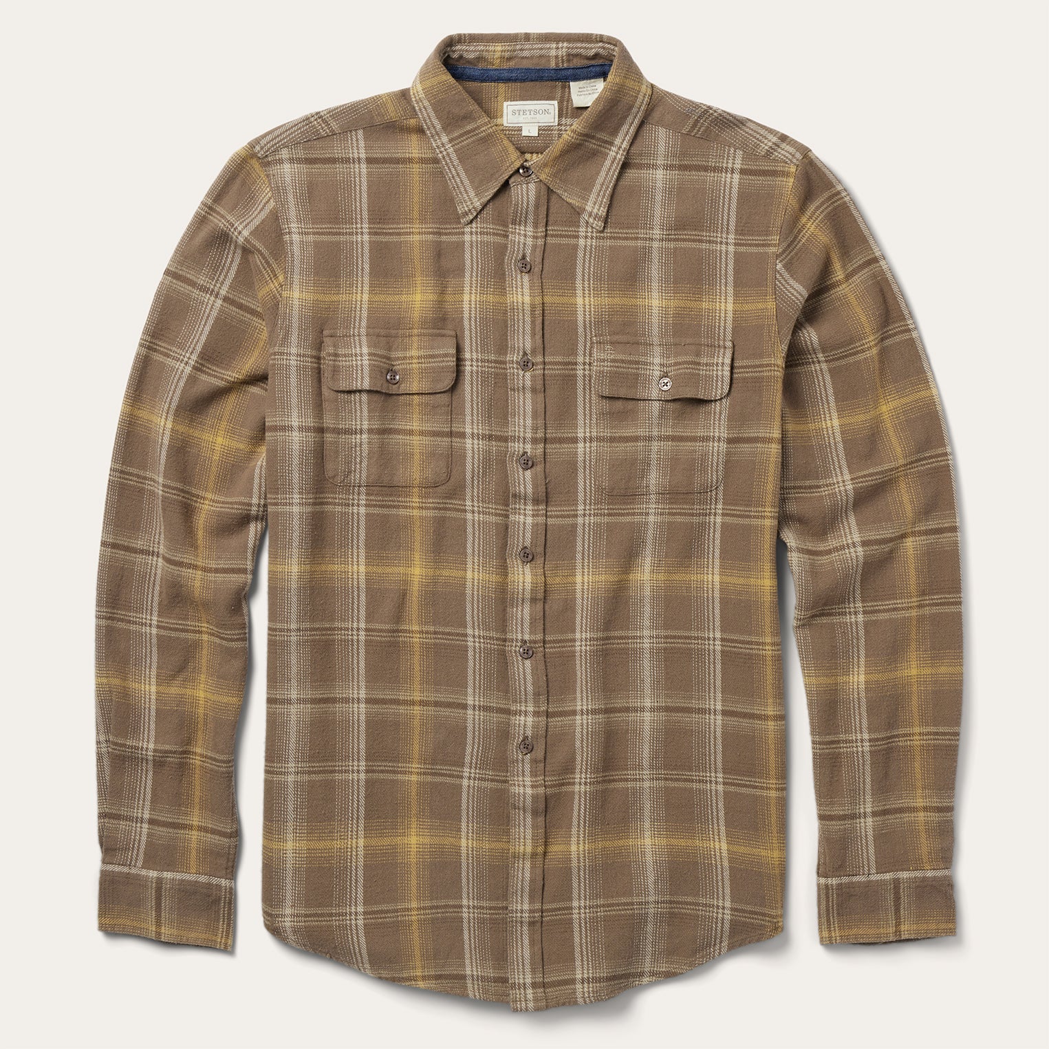 Brown Flannel Button-Front Shirt Brown