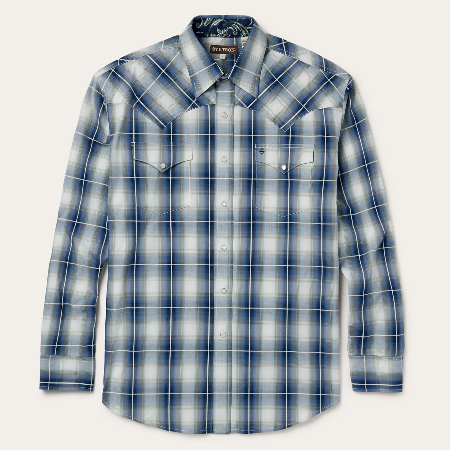 Crystal Plaid Western Shirt Blue