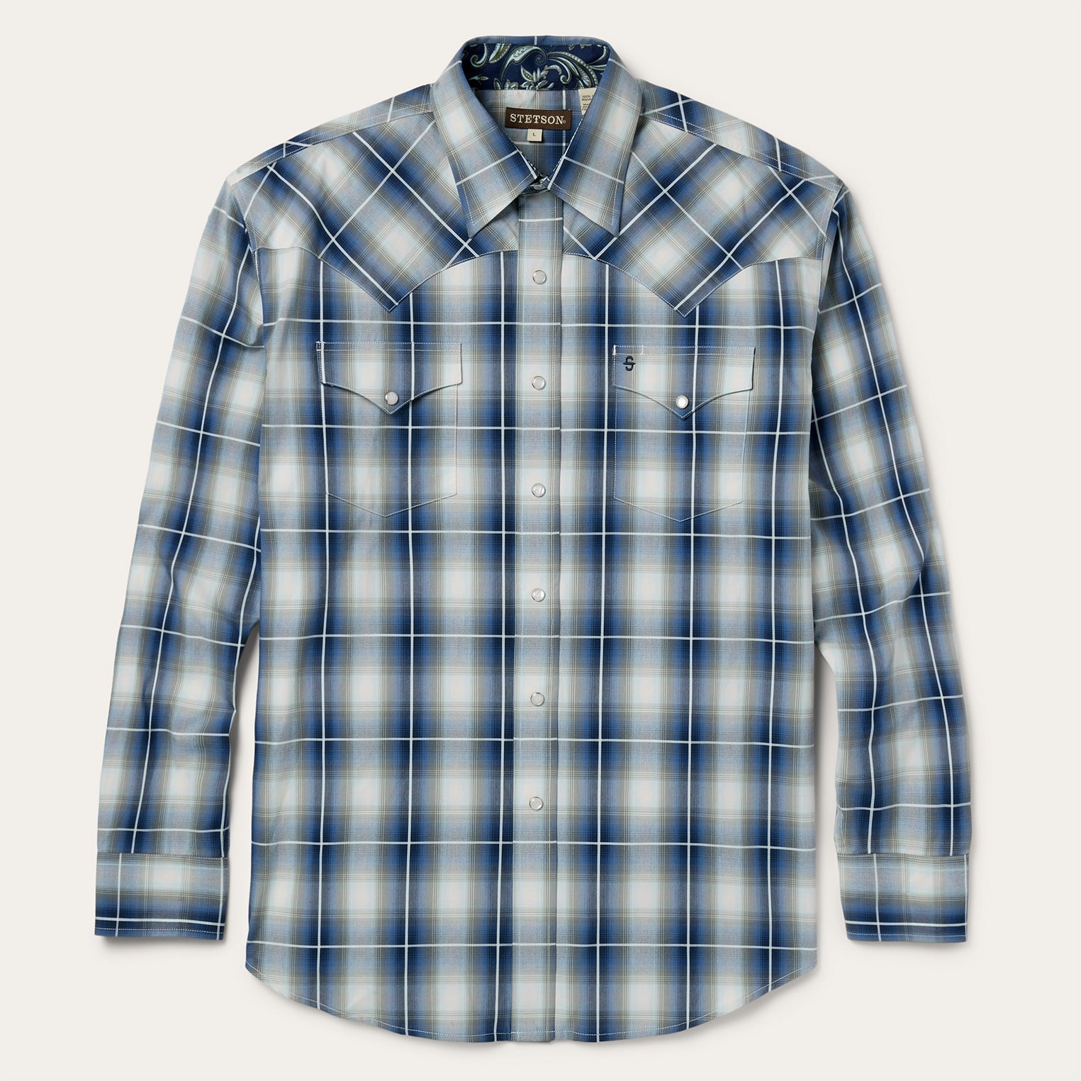 Crystal Plaid Western Shirt Blue