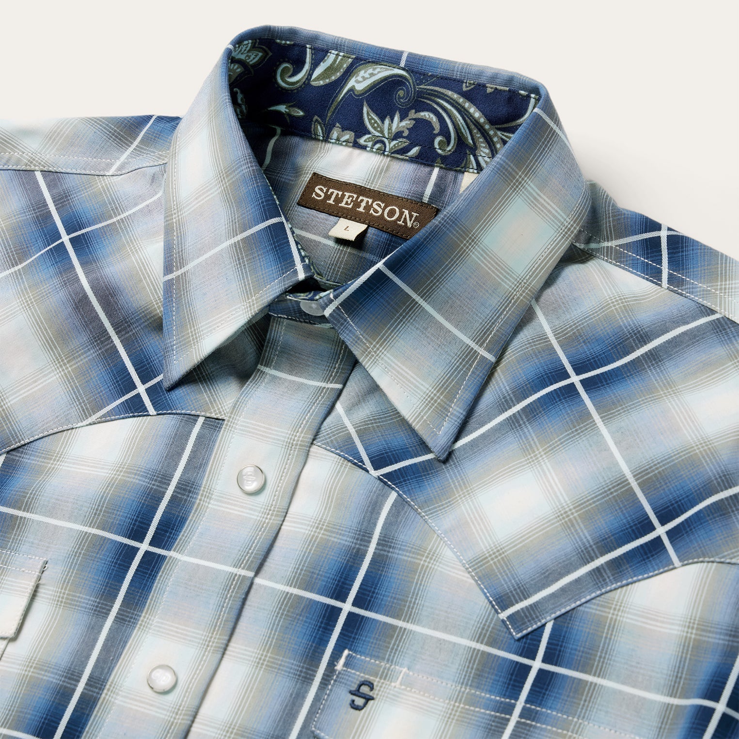 Crystal Plaid Western Shirt Blue