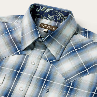 Crystal Plaid Western Shirt Blue