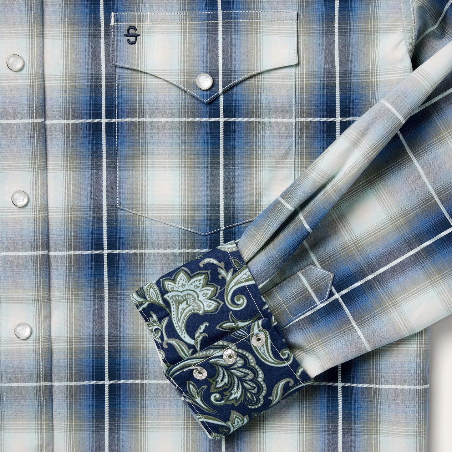 Crystal Plaid Western Shirt Blue