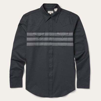 Border Stripe Twill Western Shirt Black