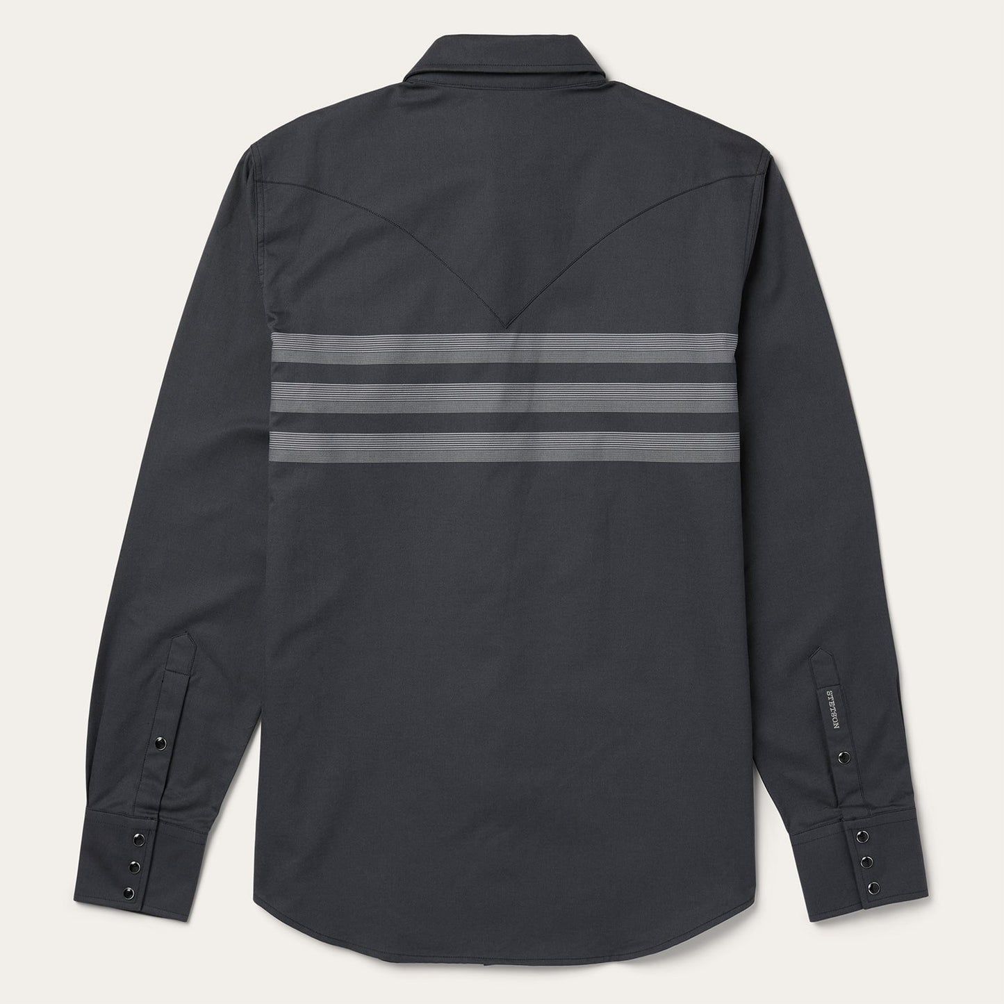 Border Stripe Twill Western Shirt Black