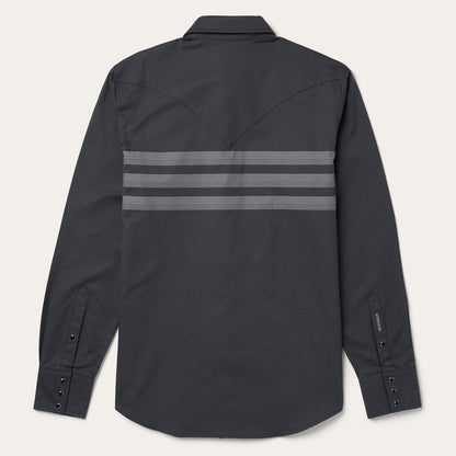 Border Stripe Twill Western Shirt Black