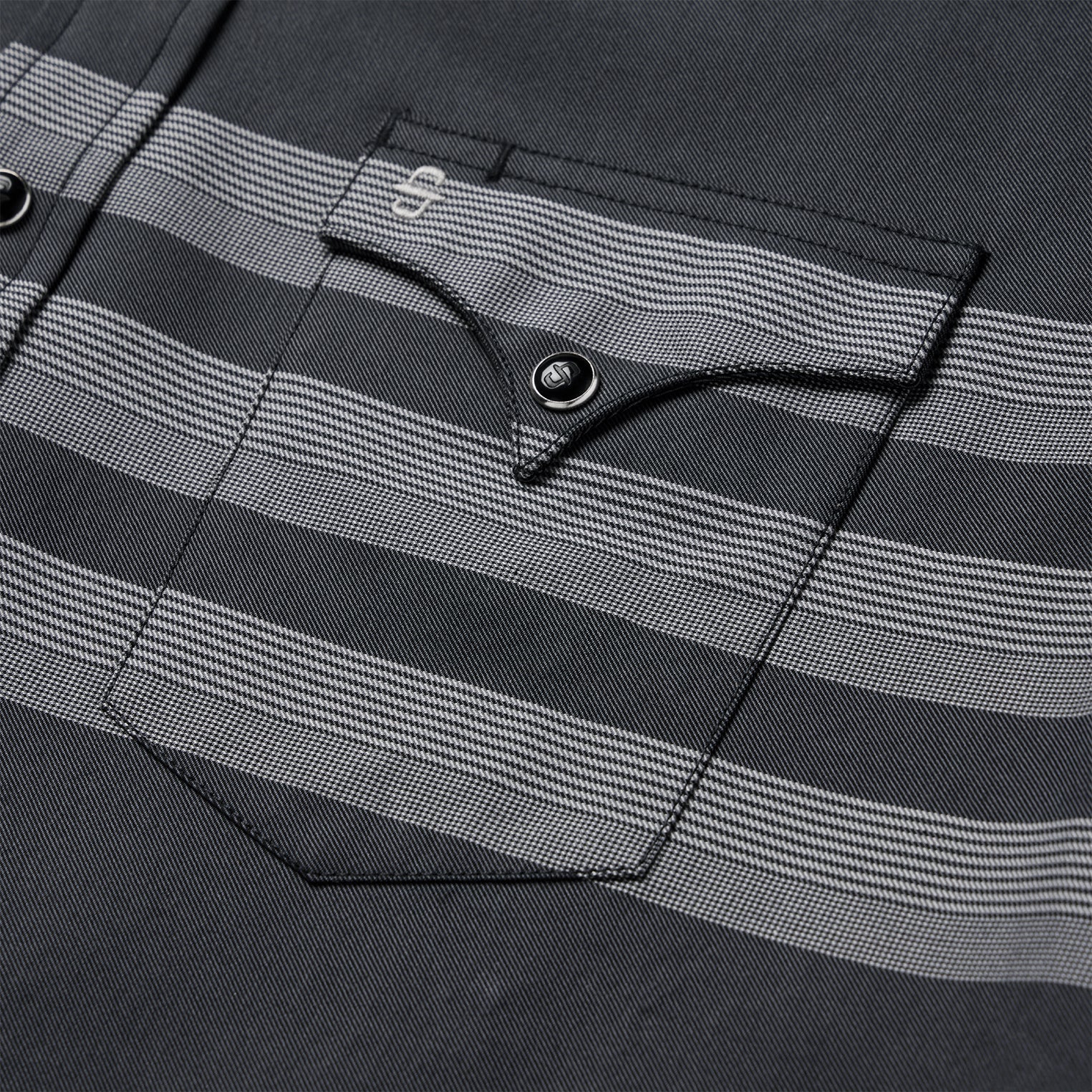 Border Stripe Twill Western Shirt Black