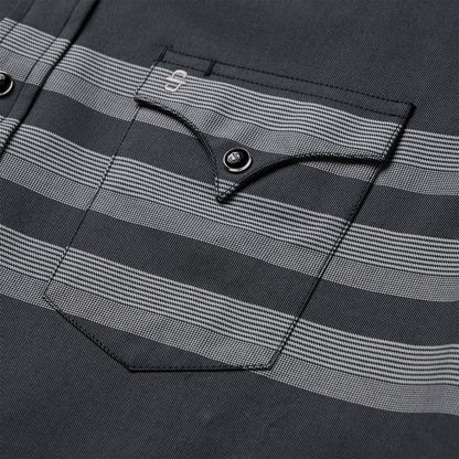 Border Stripe Twill Western Shirt Black
